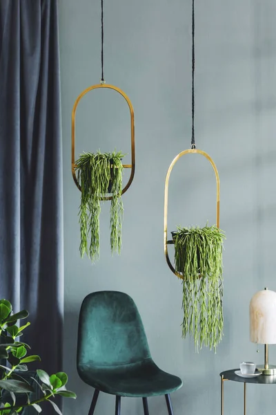 Diseño Interior Elegante Lujo Sala Estar Con Silla Terciopelo Verde —  Fotos de Stock