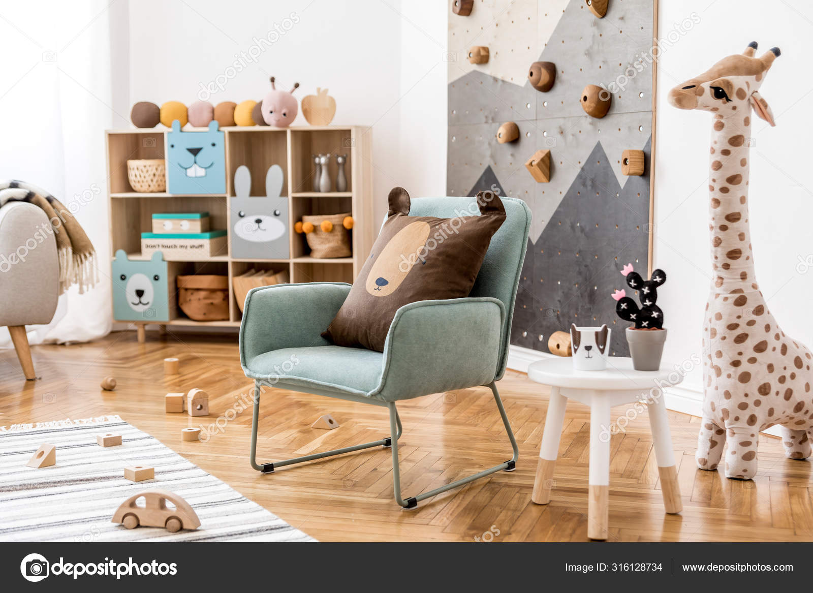 Modern Scandinavian Interior Design Childroom Mint Armchair