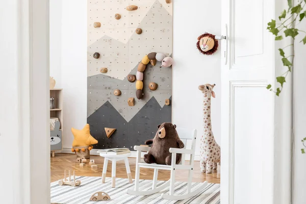 Design Intérieur Élégant Chambre Enfant Avec Mur Escalade Moderne Pour — Photo