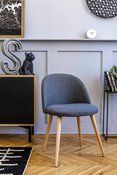 Casa Escandinava Interior Sala Estar Con Cómoda Madera Diseño Silla — Foto de Stock