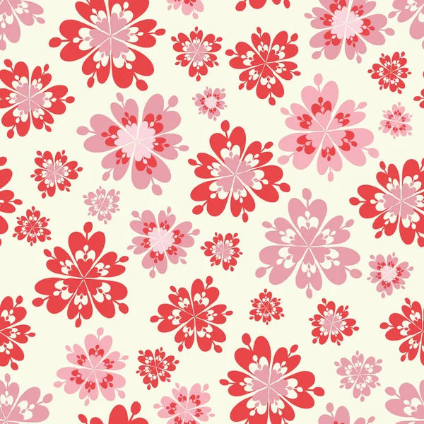 벡터 꽃 핑크와 레드 완벽 한 반복 패턴 배경. — 스톡 벡터