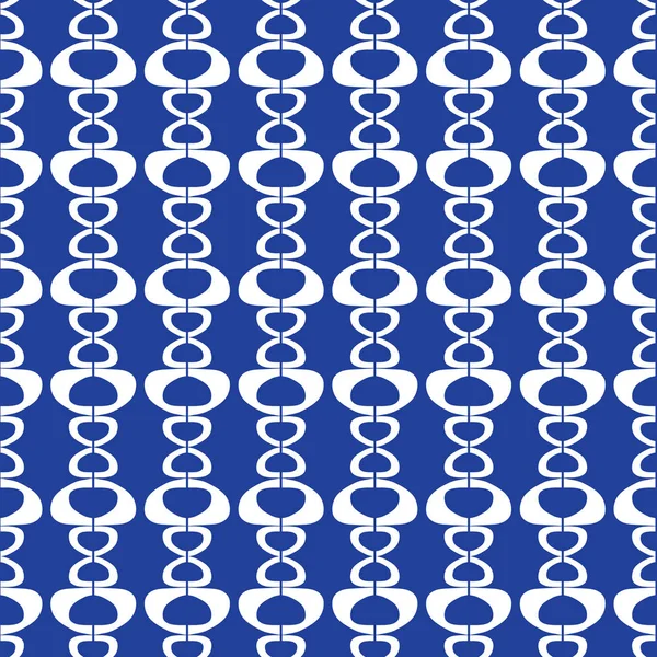 抽象在蓝色背景上无缝重复白色形状。现代几何条纹矢量设计背景，非常适合织物、壁纸和文具设计. — 图库矢量图片