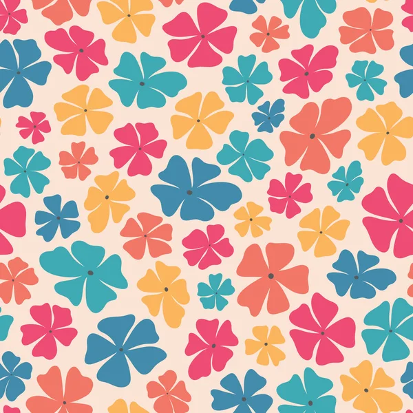 창백한 배경에 양식에 일치시키는 밝은 다채로운 꽃의 원활한 반복 패턴. 여름 프로젝트에 이상적인 예쁜 토스 벡터 패턴. — 스톡 벡터