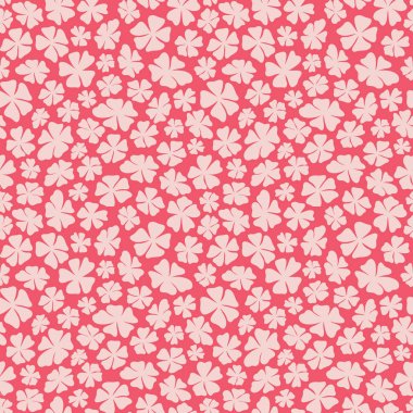 El bir attı dikişsiz desen kırmızı bir arka plan üzerinde ditsy pembe çiçekler çizilmiş. Kumaş ve arka planlar için mükemmel güzel çiçek vektör tasarımı.