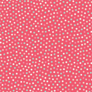 Pürüzsüz tekrarlama deseninde beyaz bir arka planda minik pembe, kırmızı ve gri yıldızlar. Tatlı attı vektör tasarım çocuklar ve arka plan projeleri için ideal.