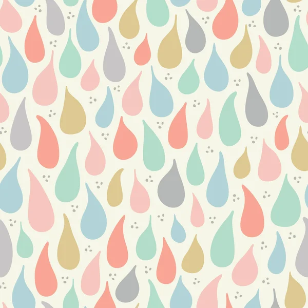 Design sans couture de gouttes de pluie pastel dessinées à la main et des points. Un motif de répétition vectoriel météo mignon idéal pour les enfants et les projets de bébé . — Image vectorielle