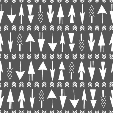 Siyah beyaz ok arka planı çizilmiş elsorunsuz tekrarı. Çocuklar için ideal geometrik vektör tasarımı.
