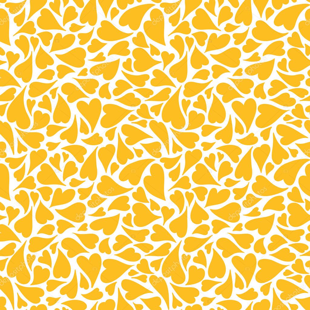 Hand drawn yellow hearts in a pretty vector seamless repeat pattern ideal for valentines fabric, scrap booking and stationery projects .