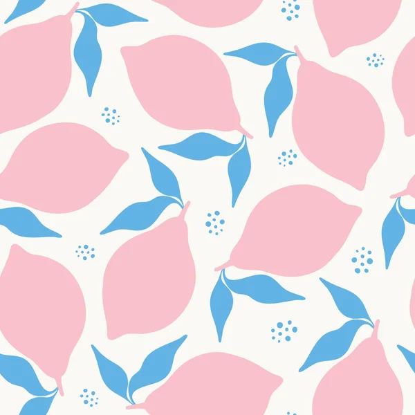 Stylizovaný citronový plynulý vzor v růžové a modré. Velmi tropický ovocný vektor opakování návrhu. — Stockový vektor