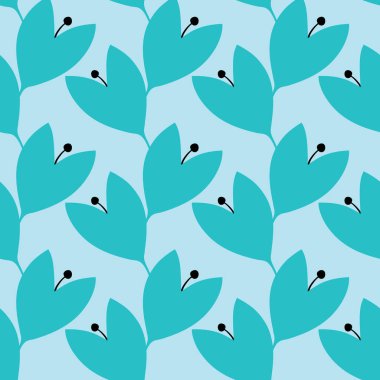 Su ve siyah stilize geometrik çiçek deseni . Güzel bir çiçek vektör tasarım arka plan.