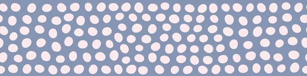Irregular polka dot border seamless pattern in blue and pink. A vector repeat design background. — Stock Vector