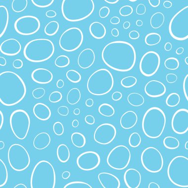 El çizilmiş dışlanmış daire ve oval şekiller attı soyut dikişsiz desen. Aqua ve beyaz vektör tasarım arka plan.