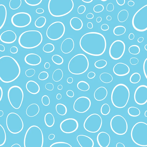 Hand gezeichnete äußere Kreis und ovale Formen in geworfen abstrakten nahtlosen Muster. Vektor-Design Hintergrund in Aqua und Weiß. — Stockvektor