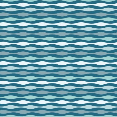 Soyut yeşil ve mavi dalgalar sorunsuz tekrar vektör deseni. Doğadan esinlenilmiş çizgili tekrar tasarım arka planı.