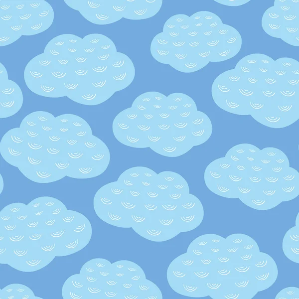 Modèle de répétition sans couture vectorielle des nuages bleus et blancs et du ciel. Conception de fond météo . — Image vectorielle