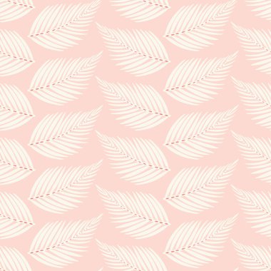 Avuç içi izi. Pembe ve kremalı tropikal yaprak taşıyıcı tasarımı.