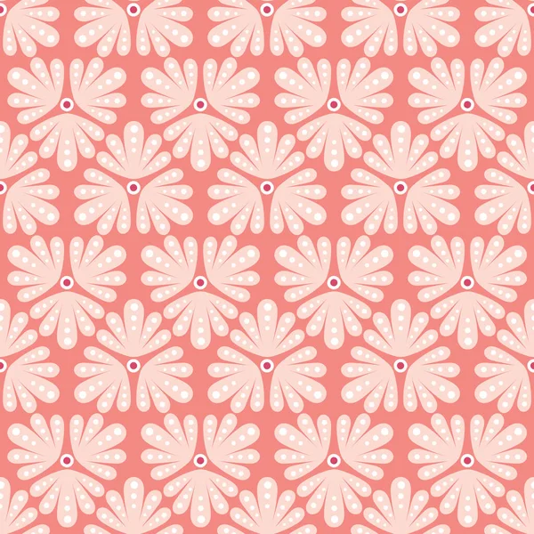 기하학적 나뭇잎 패턴의 배경을 추상화하 세요. 분홍색으로 된 귀여운 벡터물기 없는 반복 설계. — 스톡 벡터