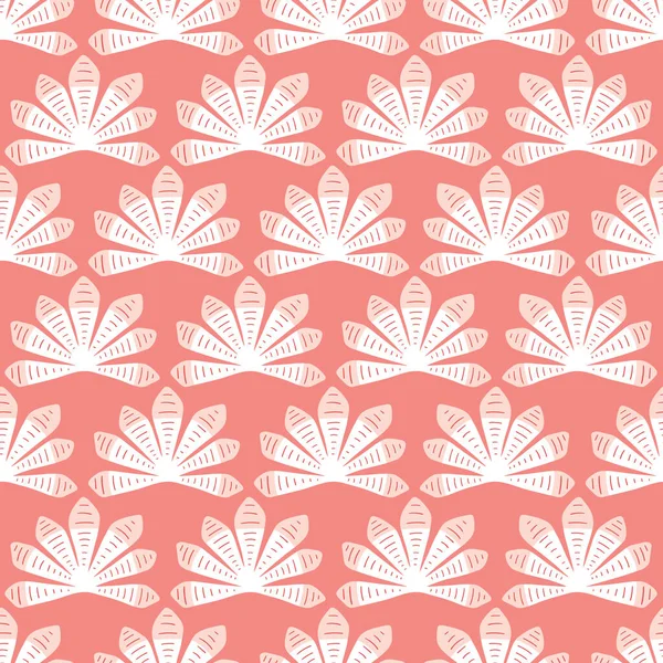 Abstract palmblad dessin in roze. Vector tropisch gebladerte naadloze herhaling achtergrond. — Stockvector