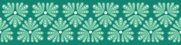 Desenho de borda padrão de folha. Banner de repetição sem costura vetorial de folhas estilizadas geométricas em verde . — Vetor de Stock