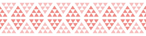 Banner mit dreieckigem Muster in rosa und weiß. Texturierte geometrische nahtlose Wiederholung Rand Design Hintergrund. — Stockvektor