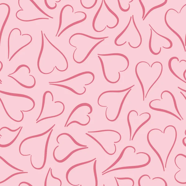 Herzen Hintergrundmuster Design. Spaß Umrissvektor nahtlose Wiederholung. Ideal für den Valentinstag. — Stockvektor