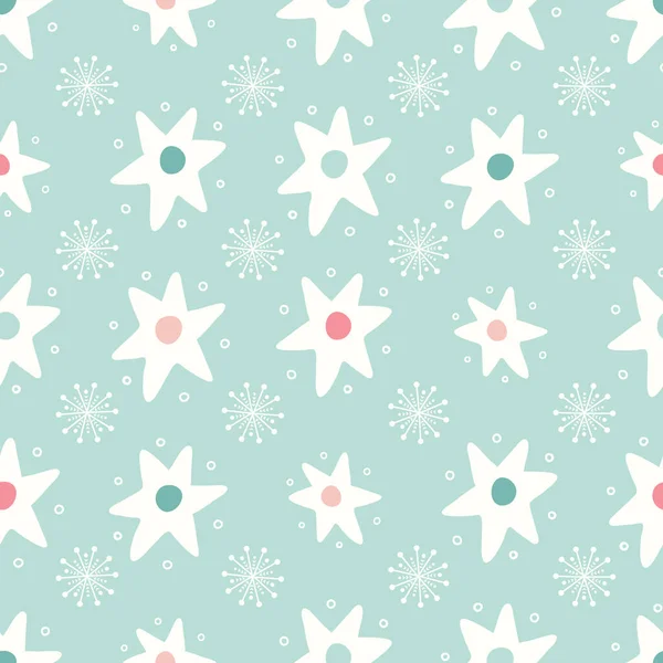 Estrela de Natal e design padrão floco de neve. Bonito vetor festivo fundo decorativo. — Vetor de Stock