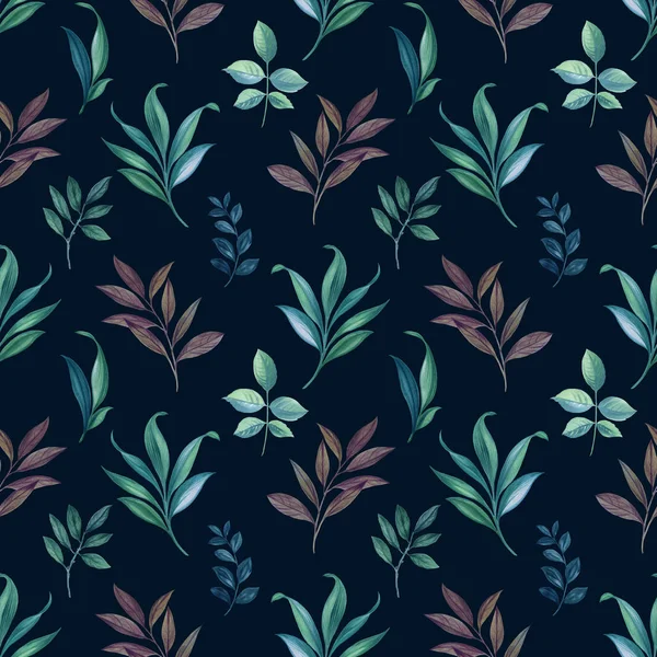 Dikişsiz suluboya deseni. El boyalı suluboya illüstrasyon. Dikişsiz botanik suluboya egzotik çiçek deseni. Dikişsiz suluboya deseni. Zarif yaprakları sanat tasarımı.