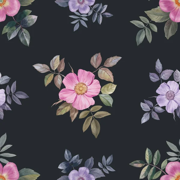 Bezbarvý Akvarel Ručně Malované Květiny Různých Barev — Stock fotografie