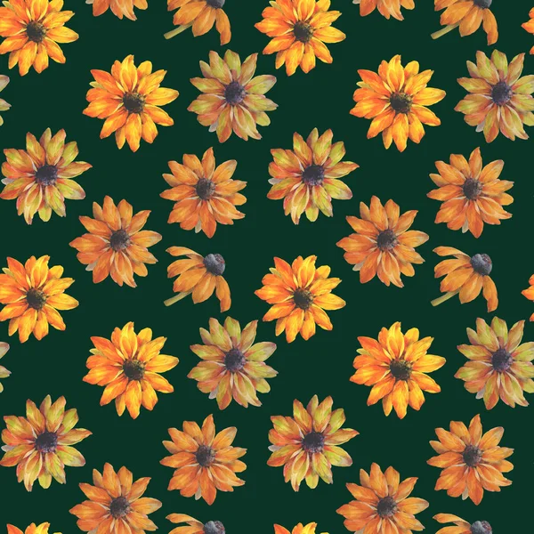 Seamless Watercolor Flowers Pattern Hand Painted Yellow Flowers Flower Pattern — Stock Photo, Image