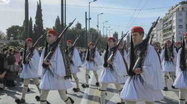 Atina, Yunanistan - 03 Şubat 2013 - askeri geçit şehir Atina Yunanistan Bağımsızlık Günü'nü kutlamak için