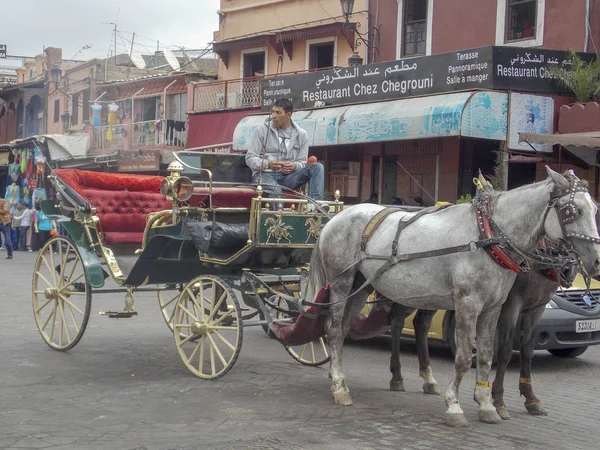 Marrakech Marocco Ottobre 2012 Carrozza Una Piazza Jemaa Fnaa Mercato — Foto Stock