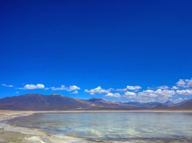 Miniques lagün ve yanardağ - Atacama Çölü, Şili. Andes, yer