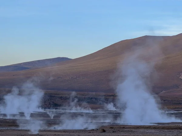 Geyser Del Tattio Chain Geyser Connected Famous Tattio Vulcan Occurs — Stock Photo, Image