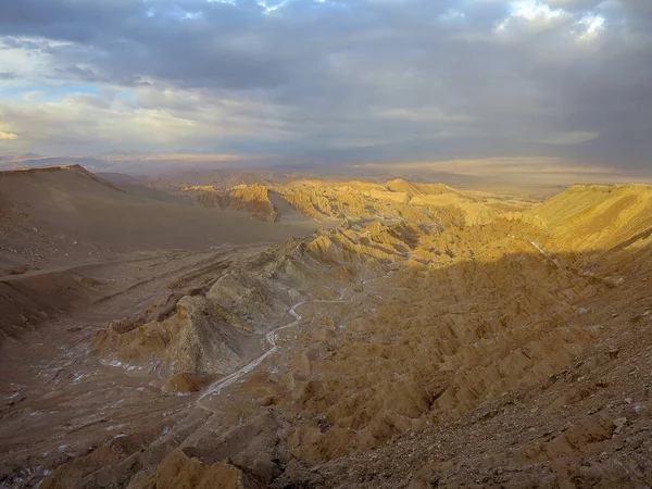 Valle Luna Moon Valley Skalista Formacja Pustyni Atacama Chile — Zdjęcie stockowe