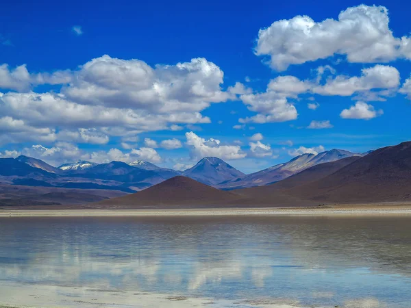 Miniques lagün ve yanardağ - Atacama Çölü, Şili. Andes, yer