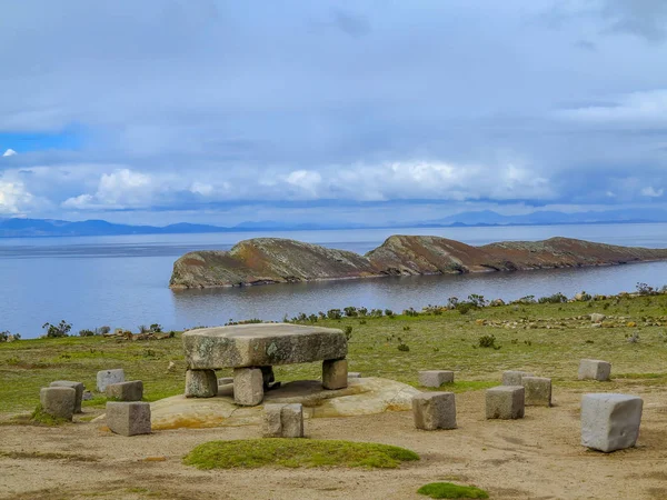 Chincana ボリビアのチチカカ湖 太陽の島の遺跡します フィールド ランドマーク — ストック写真