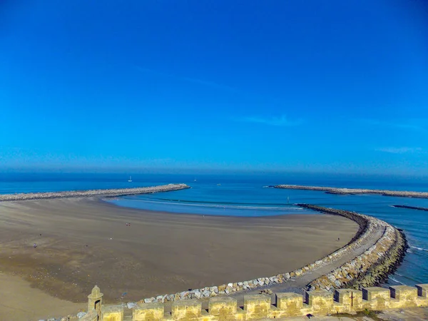 Uma Fortaleza Frente Oceano Costa Marroquina Essaouira — Fotografia de Stock