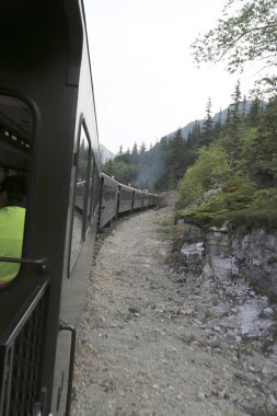 Skagway, Alaska, ABD - Temmuz 2018 - Alaskan Kanadalı beyaz Pass tren yolculuğu cazibe british columbia Kanada rocky Dağları