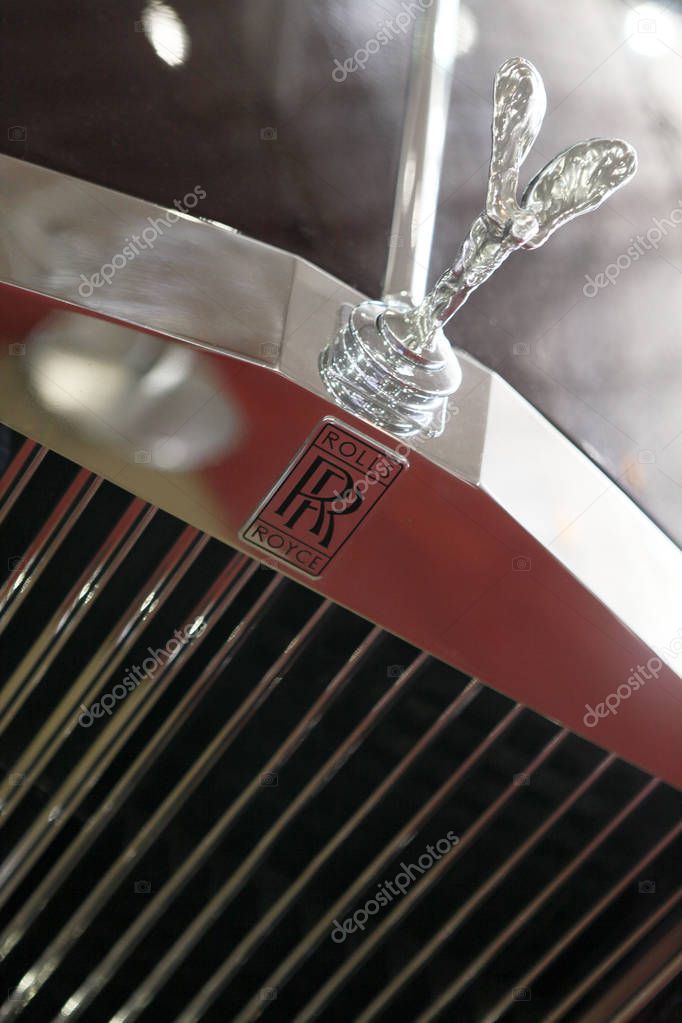 Sao Paulo, Brazil - nov 27, 2011 - Close up Rolls Royce brand logo on luxury car