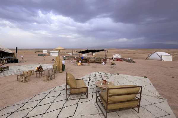 Obóz na pustyni Agafay, Morroco — Zdjęcie stockowe