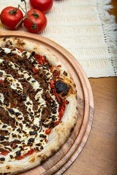 Shimeji Pizza Champiñones Queso Crema Ingredientes Cocina Tomates Aceite Oliva — Foto de Stock