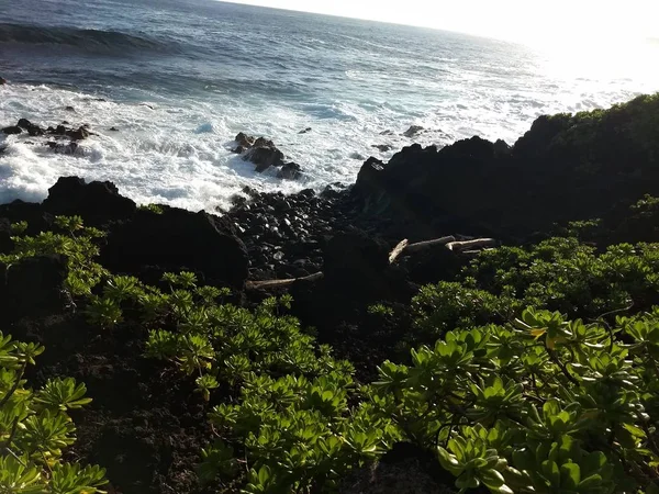 Hawaii Große Insel Strand Blick Von Klippe — Stockfoto