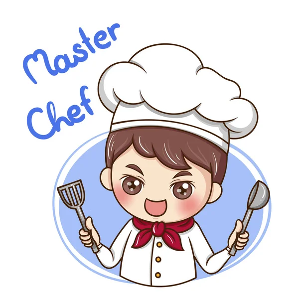 Illustratie Van Cartoon Karakter Mannelijke Chef — Stockvector