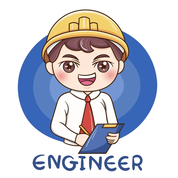 Illustration Cartoon Character Male Engineer — Stok Vektör