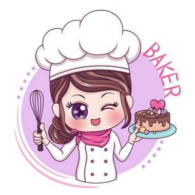 Çizgi film karakteri kadın baker çizimi