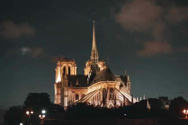 Piękna Notre Dame de Paris nocą — Zdjęcie stockowe