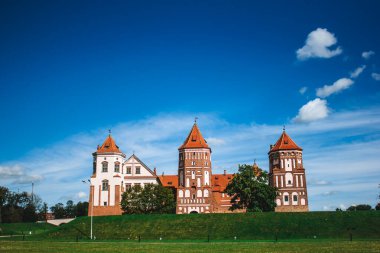 Mirskiy castle. Medieval Mirskiy castle in Mir. Grodno region. Historic castle in Belarus. clipart