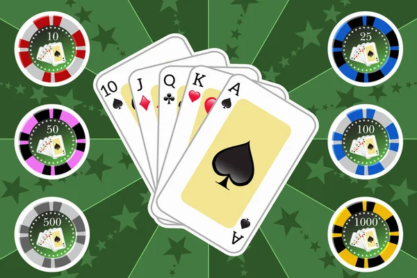 Illustration Générée Par Ordinateur Jeu Cartes Jetons Poker — Photo