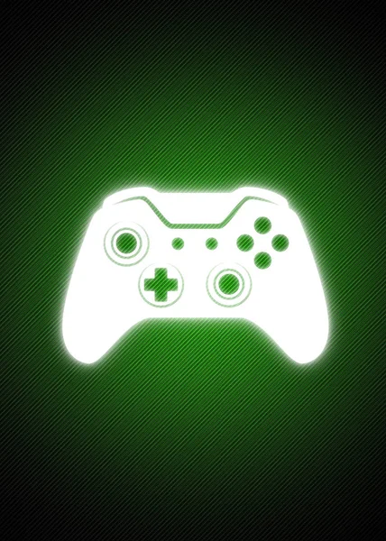 Silhouette rayonnante joypad sur fond vert — Photo