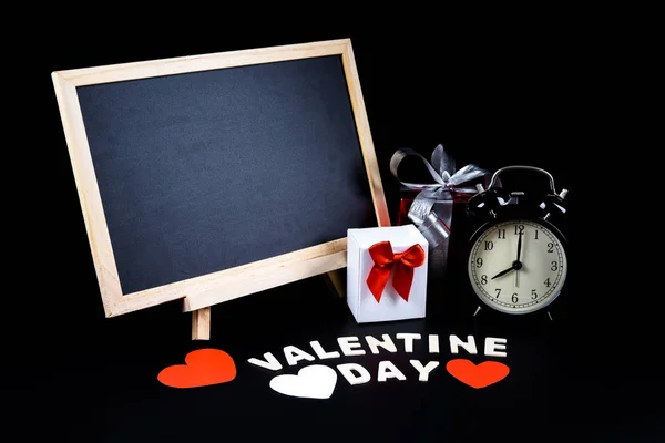 Lavagna Vuota Supporto Forma Cuore Confezione Regalo Sveglia Lettere Legno — Foto Stock